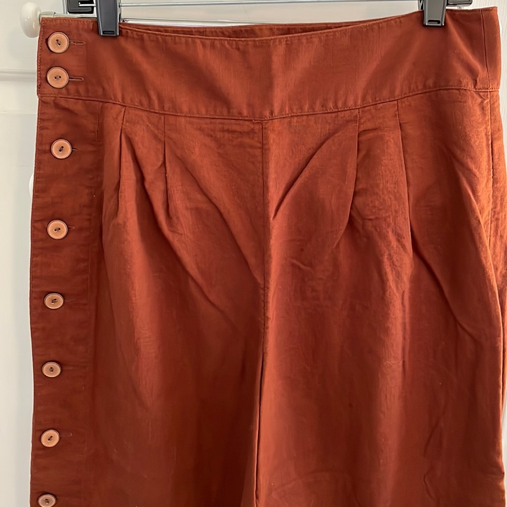 Worn once! EUC Anthropologie linen cotton wide leg pleat front ankle pan…